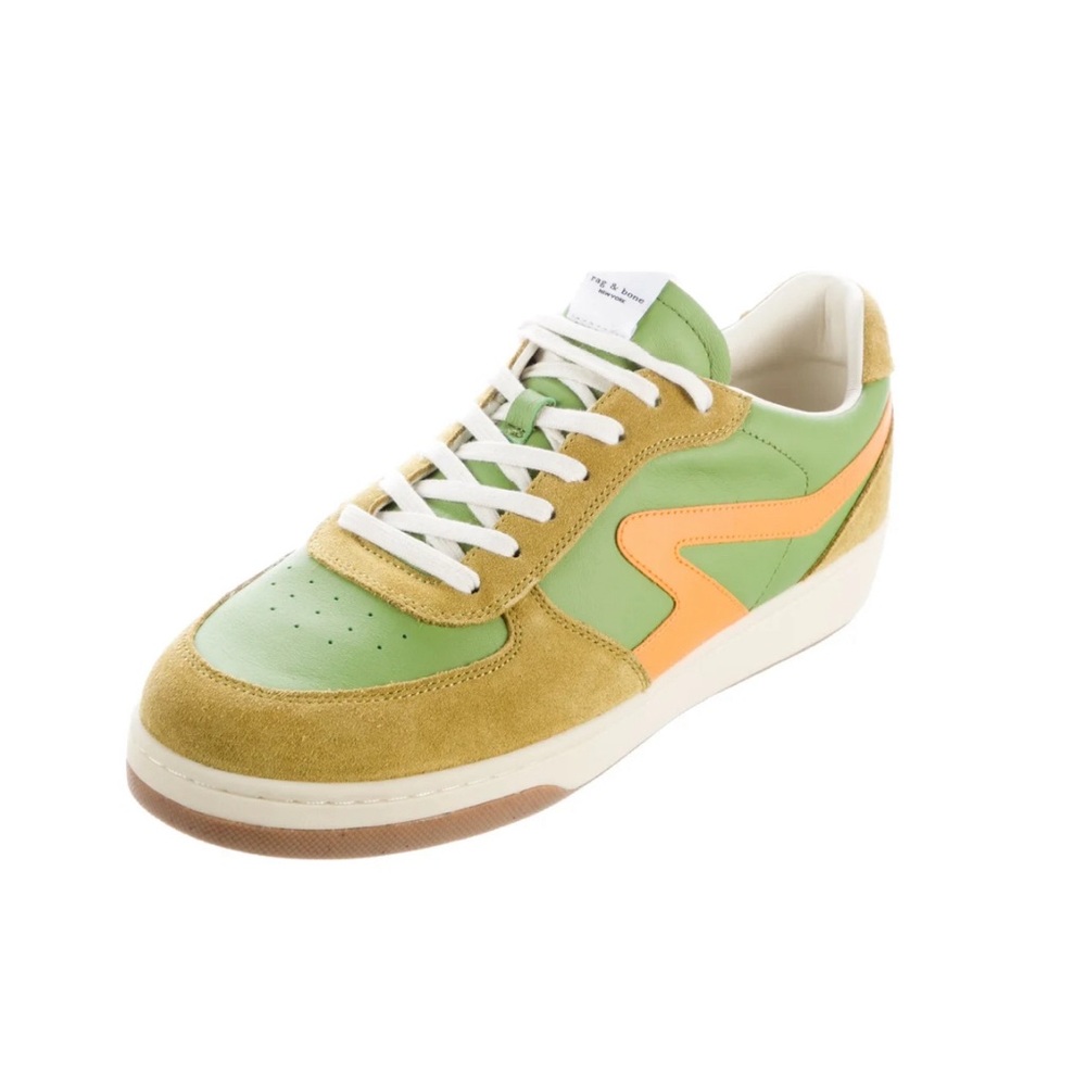 Rag & Bone Retro Court Leather & Suede Sneaker Lime Size 44